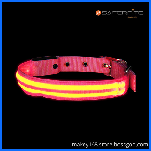 Dual Fiber Led Light Up Lighted Dog Collar